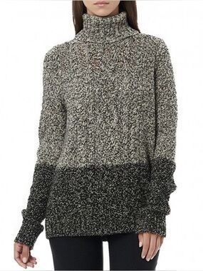 Vince Wool Yak Cable Knit Colorblock Turtleneck Sweater L